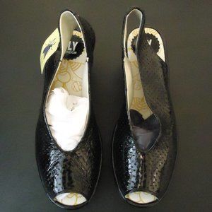 Fly London Black Wedge Sandal- NEW- Size 37 with tag